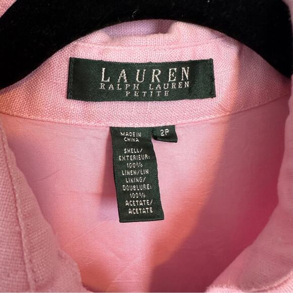 Ralph Lauren Pink Linen Button Front Dress 2P XS Y2K Barbiecore Prepp - Picture 5 of 6